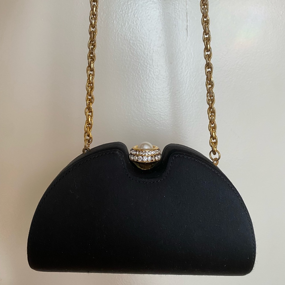 Vintage Black Rodo Italy Silk Bag Clutch Evening Bag - Picture 2 of 12